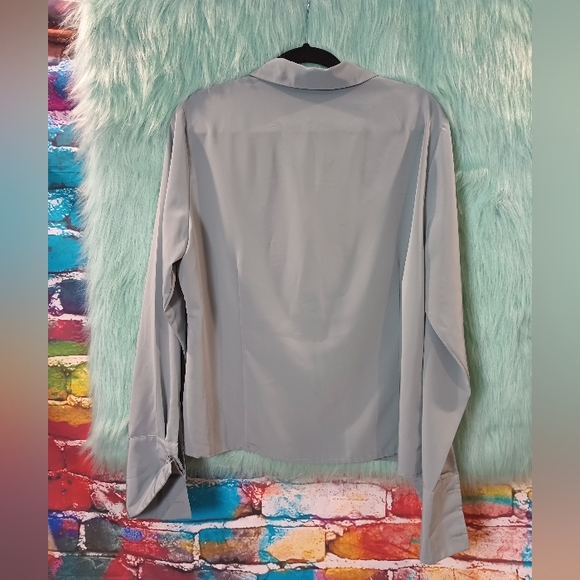 Sag Harbor Green Long Sleeve Button Down Top Size 16 - Picture 7 of 8